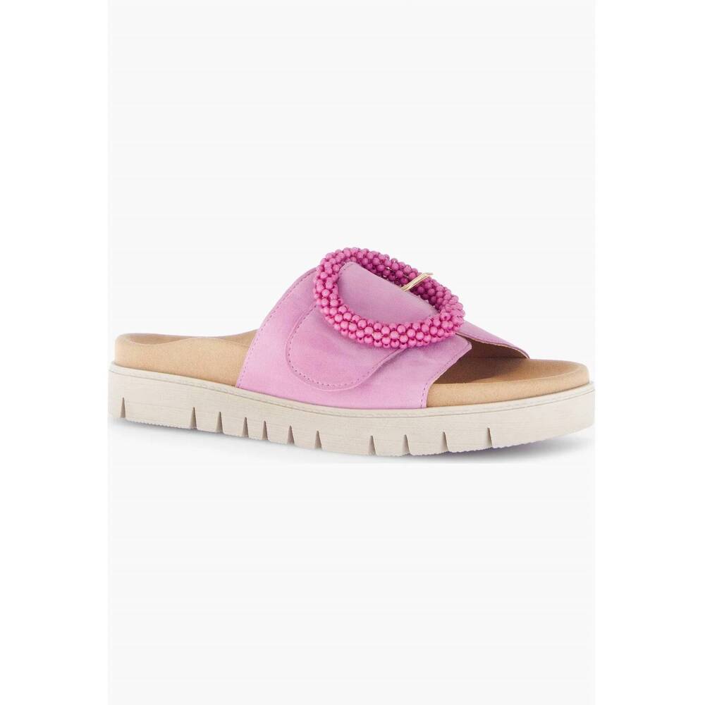 NEW GABOR women's beaded suede platform sandals in pink